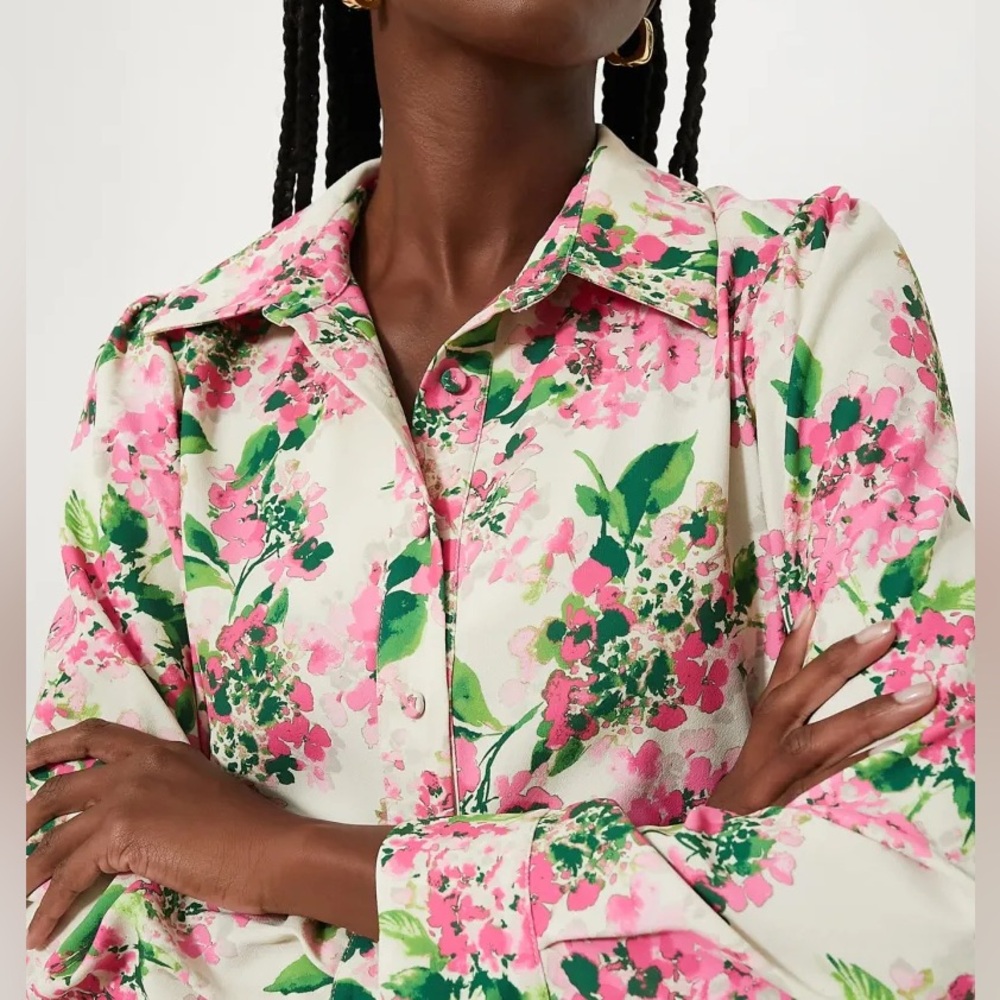 TUCKERNUCK Gossamer Pink Hydrangea Callahan Shirt Dress - Picture 5 of 10
